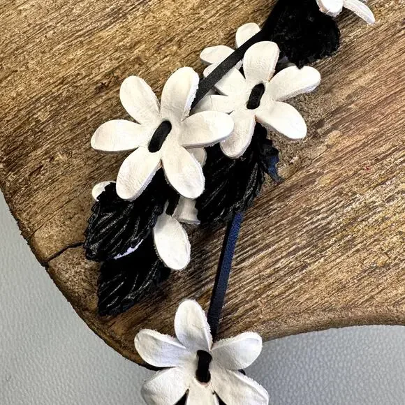 Leather Flower Purse Charm Genuine Leather Fall Daisy Bag Charm NEW FAST SHIP - Picture 4 of 5